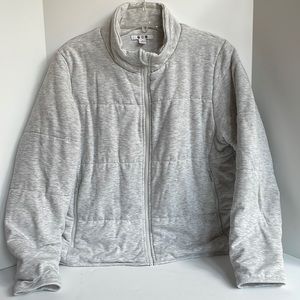 Quilted zip front cropped knit puffer jacket size medium